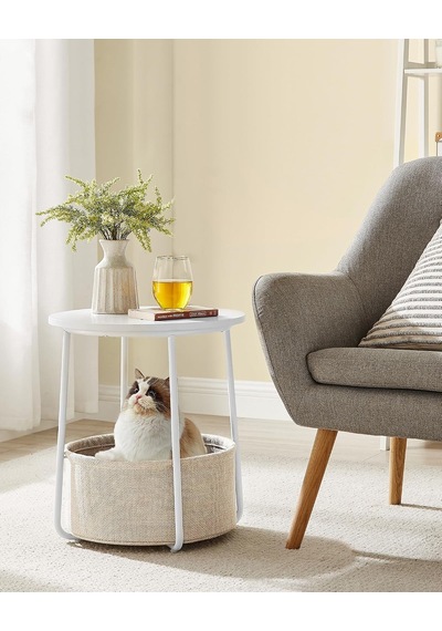Yuvarlak Sehpa, Küçük Masa, Sehpa Küçük, Kumaş Sepetli Oturma Odası Masası, Oturma Odası, Yatak Odası İçin Depolama Alanı, Modern Komodin, Beyaz-bej Let223w10 Çok Renkli Yuvarlak Sehpa, Küçük Masa, Sehpa Küçük, Kumaş Sepetli Oturma Odası Masası, Oturma Odası, Yatak Odası İçin Depolama Alanı, Modern Komodin, Beyaz-bej Let223w10 Çok Renkli