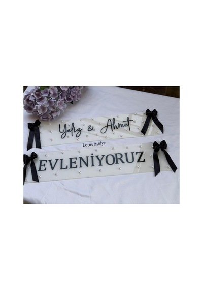 Gelin Arabası Plakalık 2 Adet Beyaz