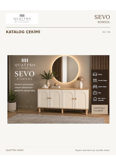 Sevo Konsol Krem Meşe Beyaz