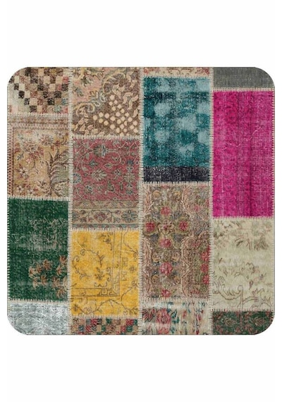 Renkli Patchwork Banyo Halısı Klozet 2'li Paspas Seti Bs294n11 Çok Renkli
