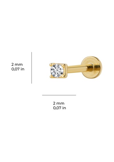 Goldkupe 2 Mm Tek Taş Altın Piercing-6452