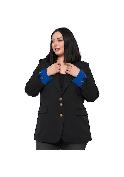 Disentis Büyük Beden Manşeti Kumaş Garnili Düğme Detaylı Astarlı Siyah Saks Mavi Blazer Ceket Siyah Saks Disentis Büyük Beden Manşeti Kumaş Garnili Düğme Detaylı Astarlı Siyah Saks Mavi Blazer Ceket Siyah Saks