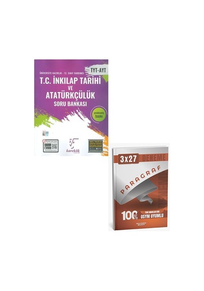 2027 Karekök 2027 Tyt Ayt T.c İnkılap Tarihi Ve Atatürkçülük Soru Bankası+anla Kazan Paragraf Deneme