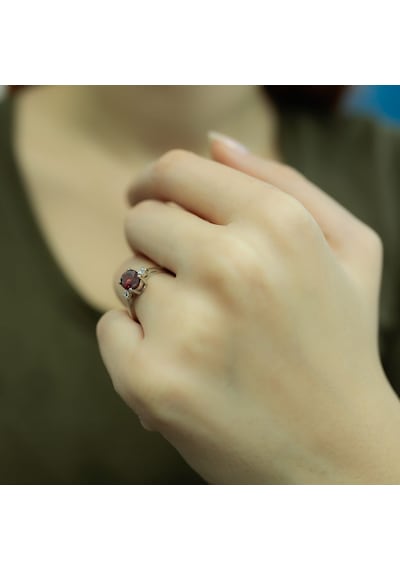 Lova Pırlantalı Oval Garnet Yüzük - 1020227