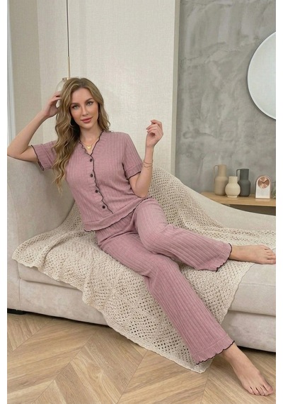 Bella Notte Gül Kurusu Kısa Kollu Romantik Fırfırlı Kısa Kollu Pijama Takımı Pembe Bella Notte Gül Kurusu Kısa Kollu Romantik Fırfırlı Kısa Kollu Pijama Takımı Pembe