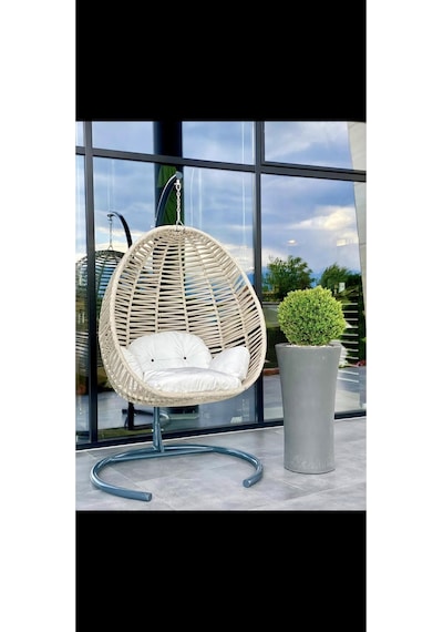 Yzc Krem Bahçe Salıncağı Fındık Örgü Salıncağı Balkon Salıncağı Teras Salıncağı