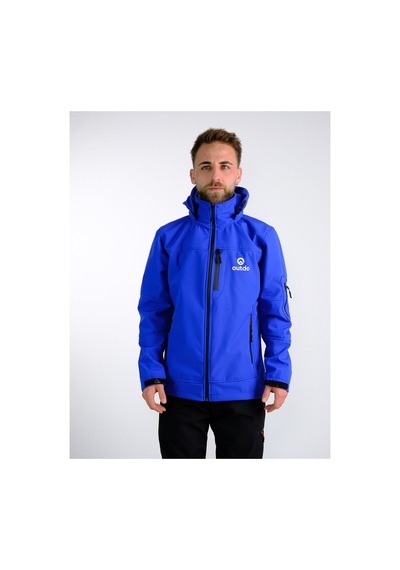Outdo Premium Softshell Çıkarılabilir Kapüşonlu Mont Rüzgar Geçirmez Su İticidir Mavi Mavi