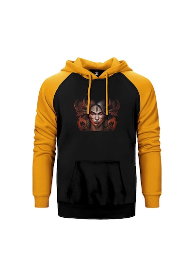 Diablo Iv Lilith Face Sarı Renk Reglan Kol Kapşonlu Sweatshirt Sarı