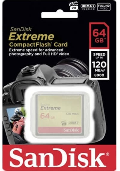 Sandisk Cf 64Gb Extreme 120 Mb/Sn Compact Flash Hafıza Kartı