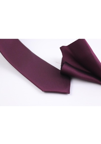 Demfashion Özel Desenli Kravat Mendil Seti - Bordo (533064189) Bordo
