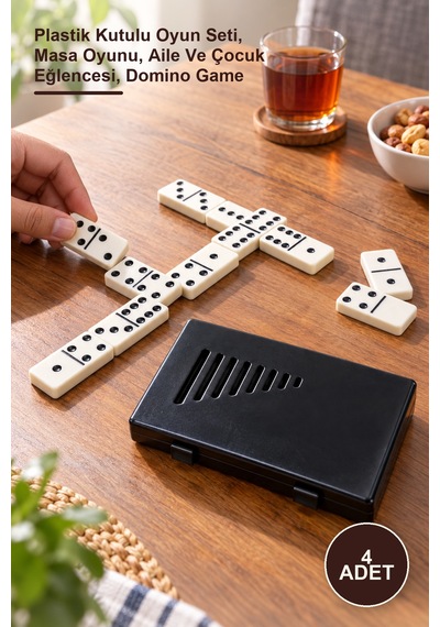 4 Adet Domino Oyunu Plastik Kutulu Oyun Seti, Masa Oyunu, Aile Ve Çocuk Eğlencesi, Domino Game