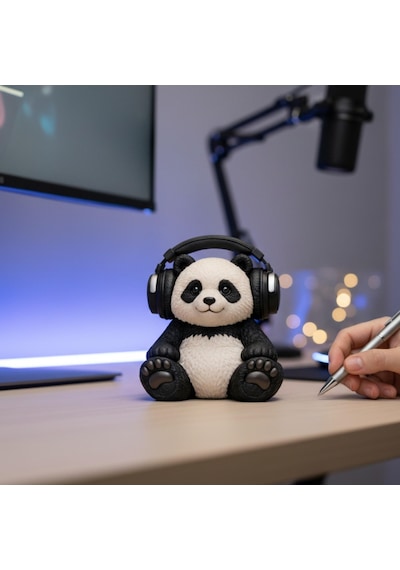 Happy3dworld Panda Figürlü Kulaklık Standı, 3d Baskı Gaming Masaüstü Aksesuarı