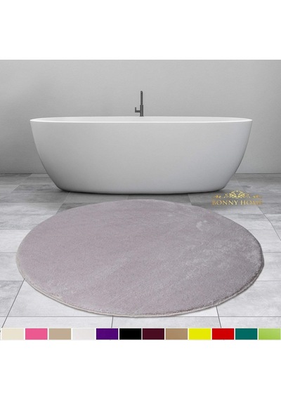 Bonny Home Elite Gri 100x100 Cm Yuvarlak Peluş Banyo Paspası Kaymaz Gri