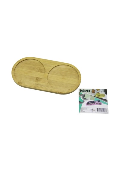 2 Bölmeli Oval Ahşap Bambu Yağdanlık Altlık Mini Tepsi 12 X 23.4 X 0.8cm Çok Renkli