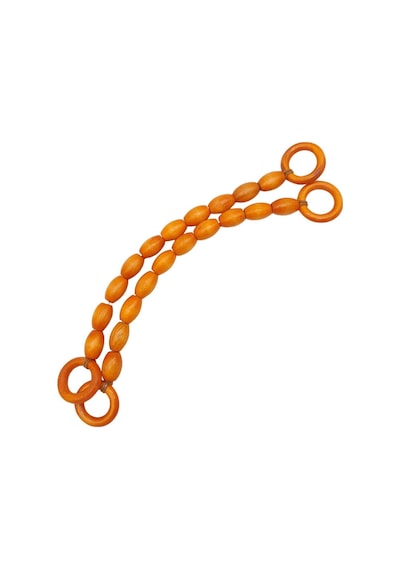 Angel Çanta Aksesuar 20 Mm Oval Ahşap Boncuklu 40 Cm Turuncu Renk Çanta Sapı
