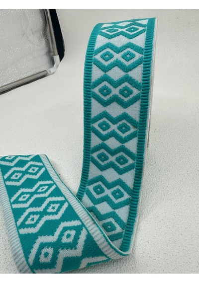 5 Cm Kilim Desenli Lastik-5 Metre / Turkuaz
