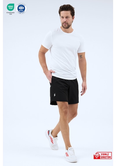 Zoma Cepleri Fermuarlı Spor Fitness Koşu Şortu - Pelops Siyah