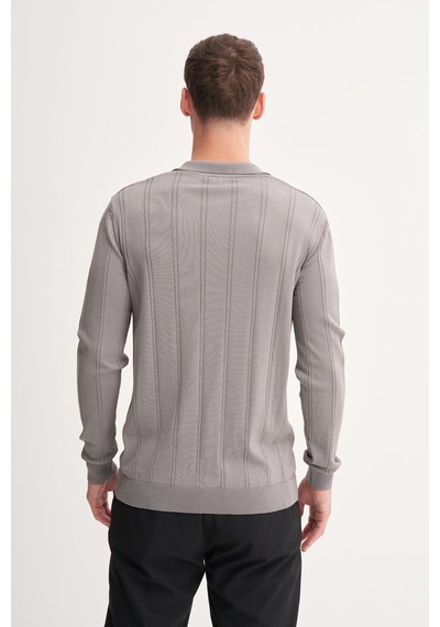 Cazador Slim Fit Rayon Karışımlı Premium Polo Yaka Kazak-33045 Gri Cazador Slim Fit Rayon Karışımlı Premium Polo Yaka Kazak-33045 Gri