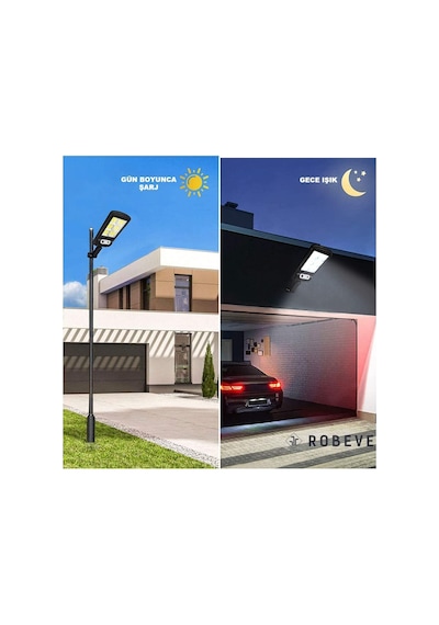 Güneş Enerjili Solar Sokak Lambası 6 Cob Led Hareket Sensörlü Kumandalı Su Geçirmez Bahçe Aydınlatması120 Led Bahçe Aydınlatma Led Işık Su Geçirmez Kumandalı 3 Modlu