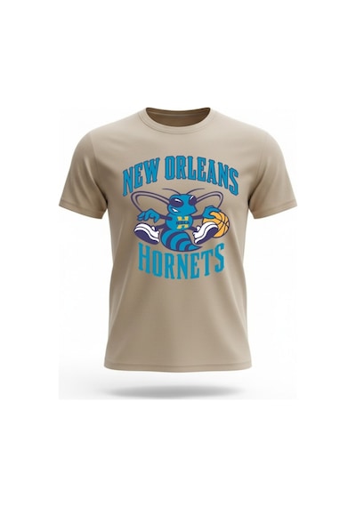 Urbantrendstore Unisex New Orleans Hornets Oversize Fit Rahat Geniş Salaş T-shirt Günlük Tişört Bej