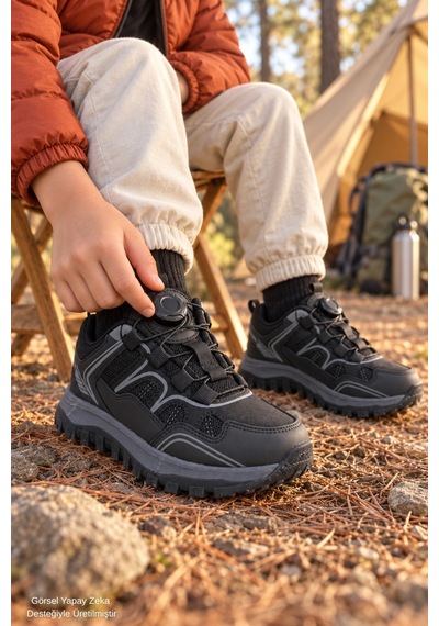 Muggo Trekon Bağcık Ayar Mekanizmalı Kalın Taban Unisex Çocuk Günlük Outdoor Trekking Bot Siyah Muggo Trekon Bağcık Ayar Mekanizmalı Kalın Taban Unisex Çocuk Günlük Outdoor Trekking Bot Siyah