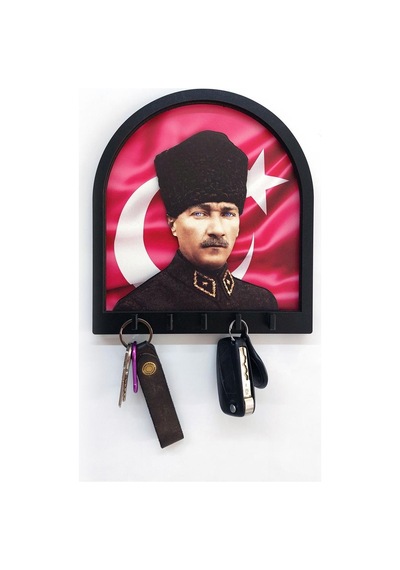 Cajuart Boyutlu Kabartma Tasarım Atatürk Bayrak Tema Anahtarlık Duvar Askılık Dekor