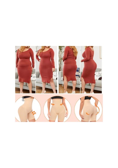 Dikişsiz Görünmez Yüksek Bel Shapewear Şort Vücut Şekillendirici Şort Elbiseler Altına Ten