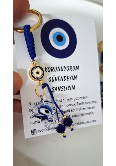 Hediyelik Nazar Boncuklu Anahtarlık - 9,5 Cm