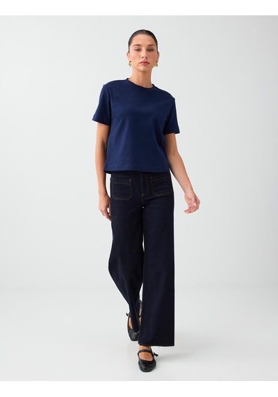 Jimmy Key İndigo Mavi Rahat Kesim Bol Paça Yüksek Bel Denim Pantolon 6ww187147448