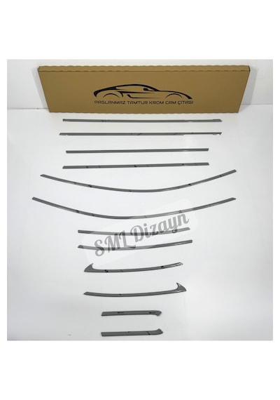 Audi A4 B8-b8.5 2009-2016 Uyumlu 12 Parça Paslanmaz Krom Cam Çıtası - Tam Tur Set