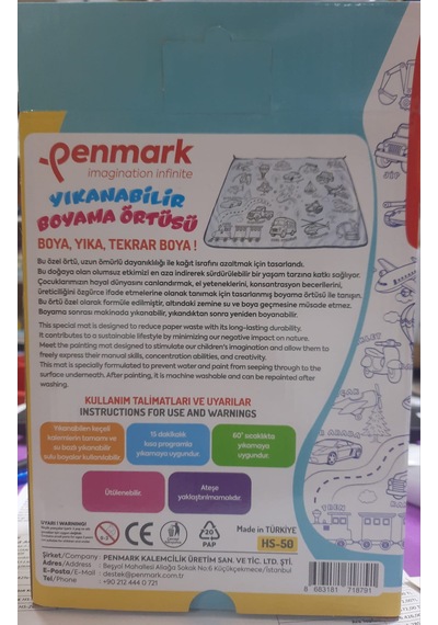 Boyama Örtüsü Boyama Halısı Yıkanabilir 100 X 150 Cm Penmark 12 Li Jumbo Keçeli Kalem Hediyeli