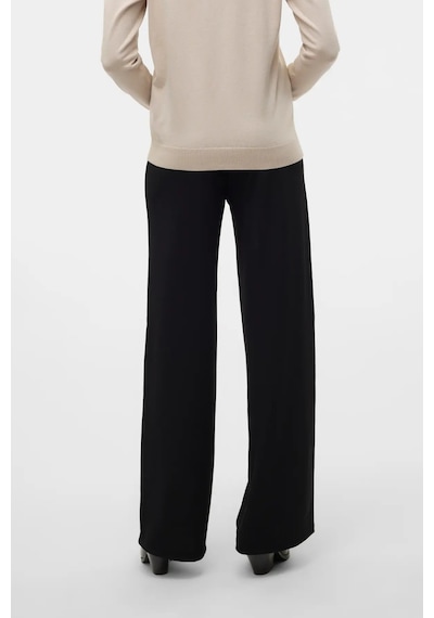 Vero Moda Kadın Vmberlın Beli Lastikli Geniş Paça Pantolon 10318454 Siyah Siyah