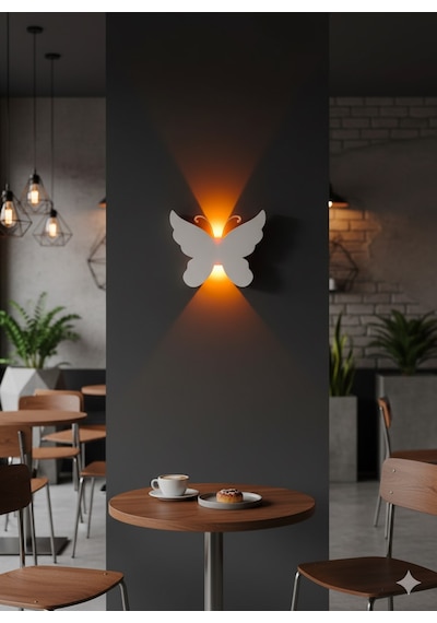 3d Design Kelebek Pilli Dekoratif Duvar Aydınlatması Aplik Gece Lambası Pembe- Günışığı Açık Pembe