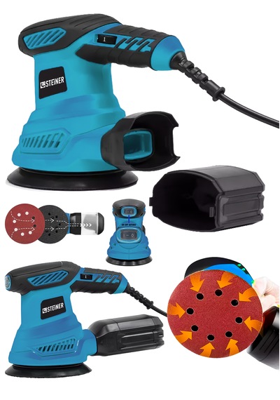 Steiner 700w 6 Kademe Devir Ayarlı 125mm Toz Toplama Sistemli Eksantrik Zımpara Makinesi Mavi