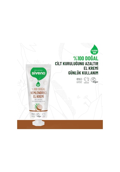 Siveno %100 Doğal El ve Vücut Kremi Hindistan Cevizi Avokado Yoğun Nemlendirici Onarıcı Vegan 50 ML