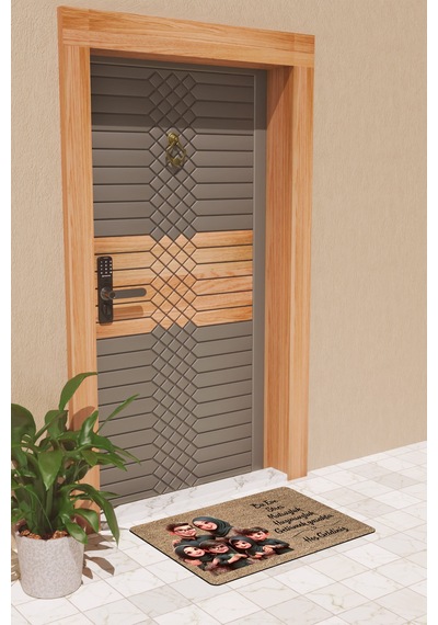 Rugmood Modern Dijtal Baskı Kalabalık Aile Kapı Önü Paspası Çok Renkli