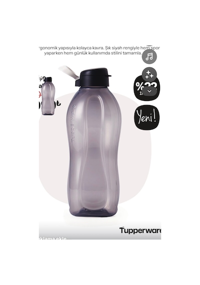 Tupperware Eco Şişe 2 Litre Siyah