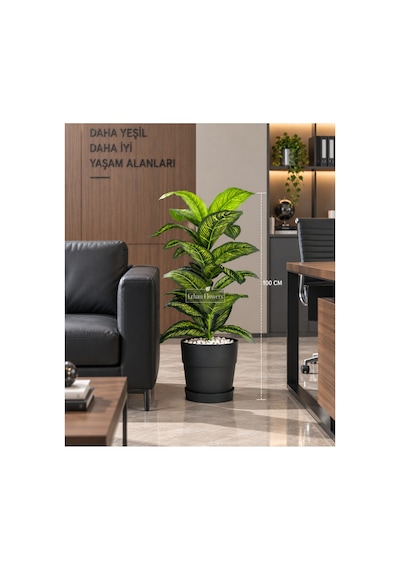 Yapay Islak Doku Mini Starliçe Bitkisi 100cm Plastik Saksı Yapay Cicek Yeşil