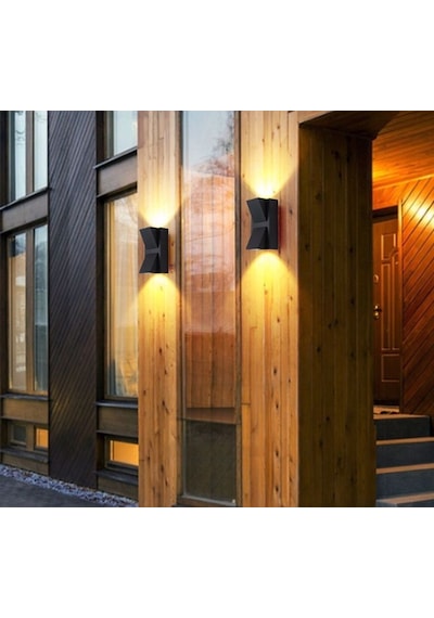 Dekoratif Modern Led Aplik 7W Gün Işığı Çift Yön Dış Mekan Aplik Siyah