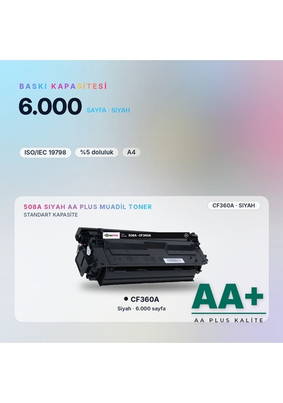 Hp 508a Cf360a Siyah Uyumlu Toner Aa Plus / Color Laserjet Enterprise M552 / M553 / Mfp M577
