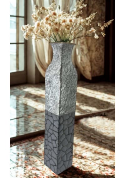 Msl-208 Metal Dekoratif Vazo 64x11 Cm İnce Uzun Modern Şık Salon Vazo Altın