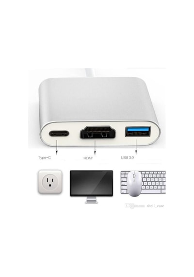 3 İn1 Type-C To HDMI 4K USB 3.0 Çevirici Dönüştürücü Adaptör