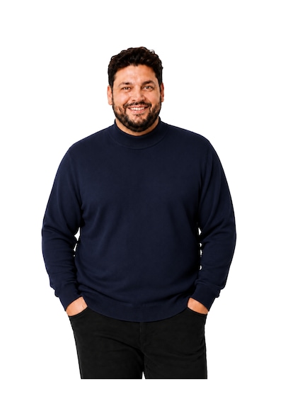 Battalmoda Erkek Büyük Beden Lacivert Yarım Balıkçı Pamuklu Kazak 3xl-4xl-5xl-6xl