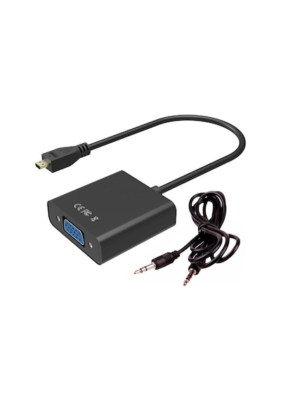 Micro Hdmi To Vga Kablo Çevirici Dönüştürücü Adaptör Ses Destekli