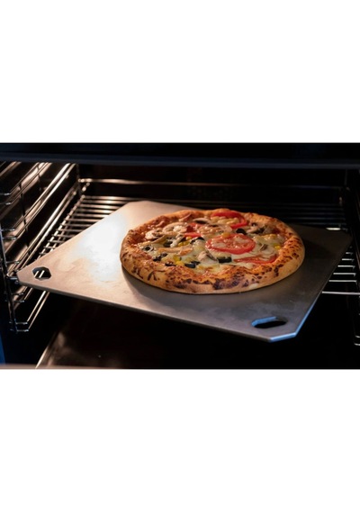 Gartner Pizza Taşı & Pizza Küreği - Taş Fırın Lezzeti - 304 Paslanmaz Çelik 2'li Ürün Gri