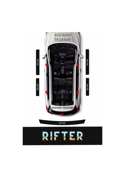 Karbon Kaplama Peugeot Rifter Kapı Eşiği Koruyucu Seti 5 Parça Şık Renkli Baskı