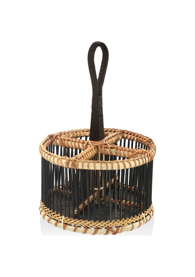 Bambu Kaşıklık Siyah 30x19x12 Cm Kahverengi - Siyah
