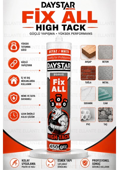 450 Gram Beyaz High Tack Güçlü Yapıştırıcı Süper Yüksek Tutunma, Korniş, Pvc Çıta, Panel Ve Çok Am Çok Renkli