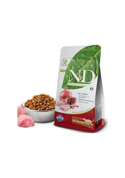 N&D Tavuklu ve Narlı Tahılsız Kısırlaştırılmış Kedi Maması 1500 G