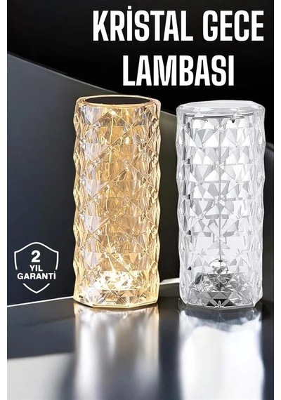 Hubrendy Tekno Gece Lambası Kristal Lamba Dokunmatik Şarjlı Hediyelik 17092623